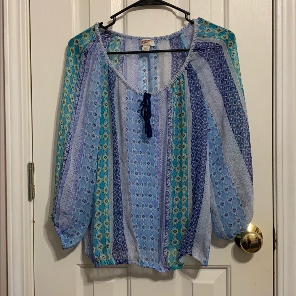 Blue patterned blouse
